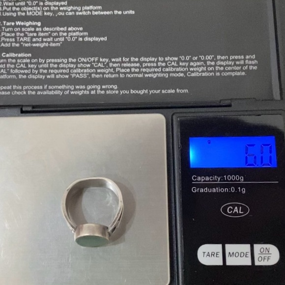 Vintage Native American Signed SA 925 Sterling Silver Blue Teal Stone Ring Sz 8 - Picture 6 of 16